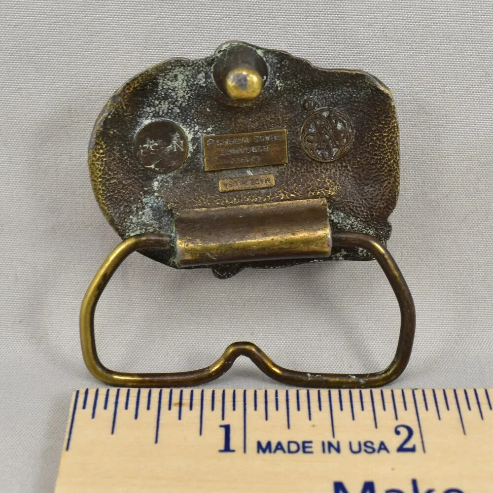 Vintage 1977 Bergamot‎ Brass Works Pirate Belt Buckle Bearded Man Face Collectib